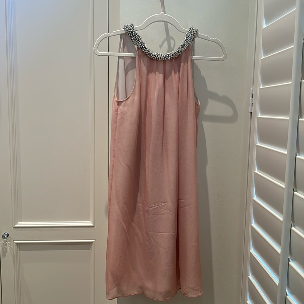 DVF Pink Chiffon Dress with beaded neck detail